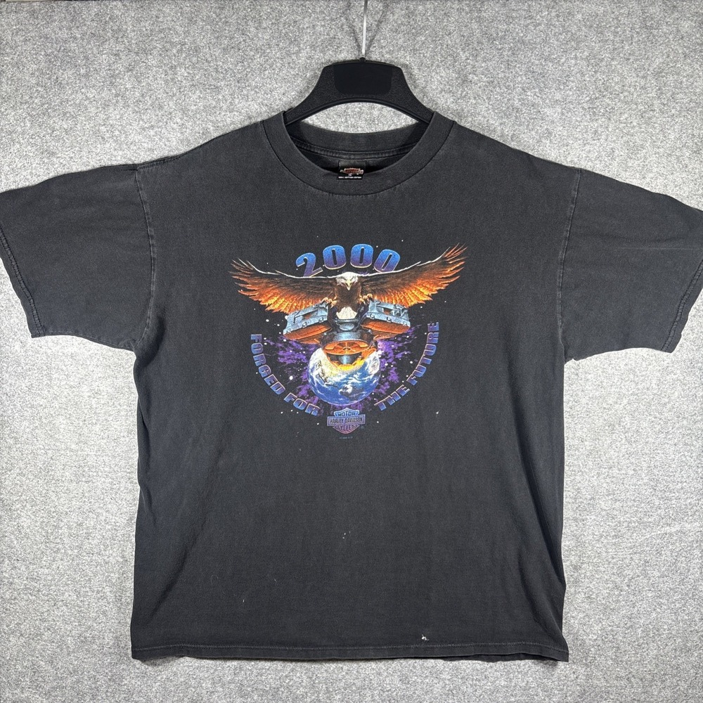 Vintage Harley-Davidson T-Shirt Black XL Denver Colorado 2000 Forged Future